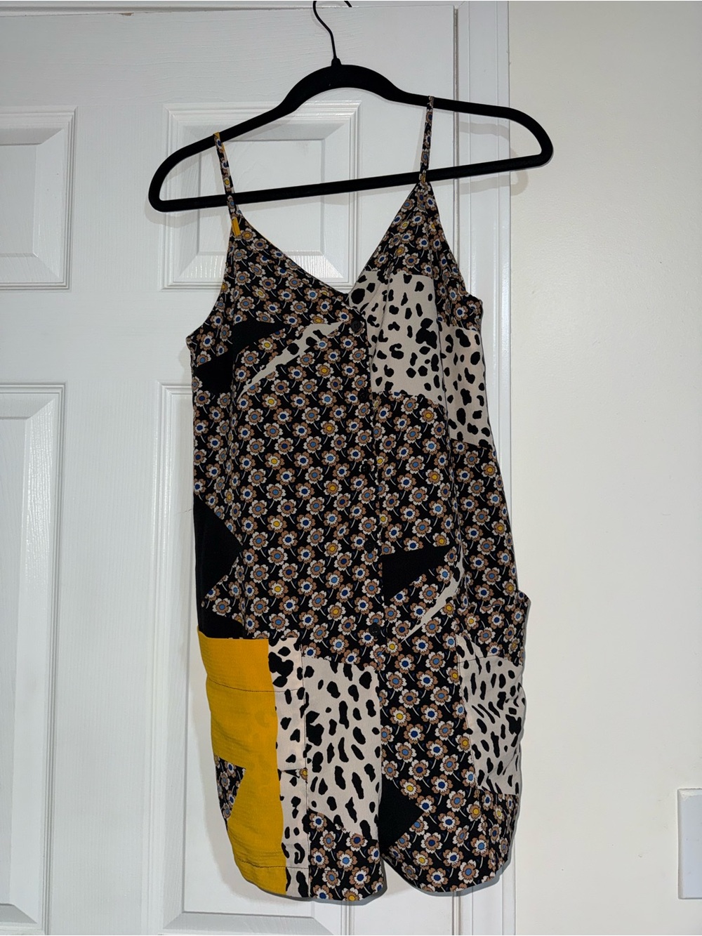 Topshop Black, Cream & Blue Floral Mix Romper